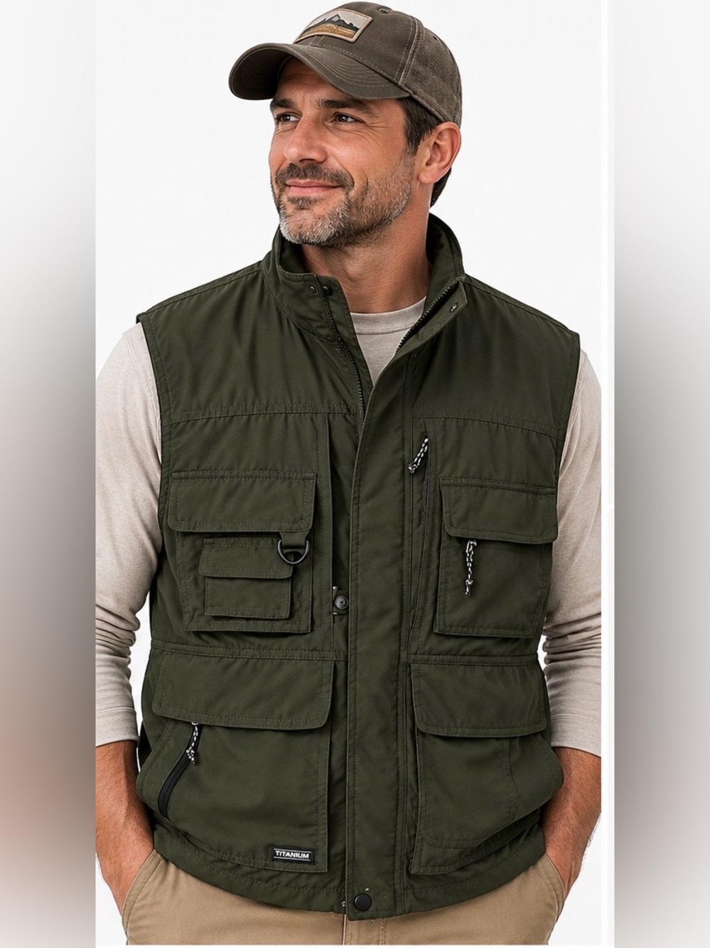 Columbia Titanium Men’s small Olive green Utility Fishing Vest Multi Pocket